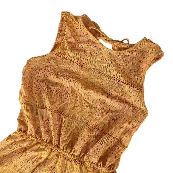 NWT Luli Fama Obsession Scalloped Romper Yellow Cuban Sunset Small Coverup - Picture 4 of 11